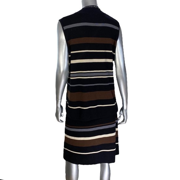Cato Brown Black Striped Sleeveless Knit Skirt Set XL - Picture 6 of 11